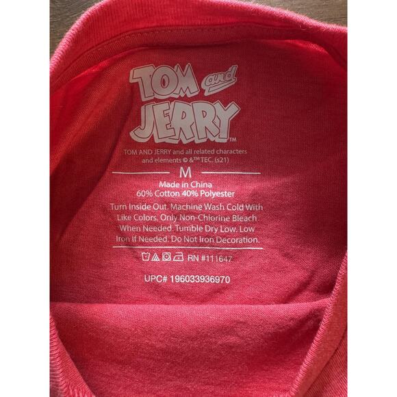 Tom and Jerry Shirt Mens Medium Red Cartoon Graphic Tee T-Shirt Classic Crewneck - Picture 3 of 5